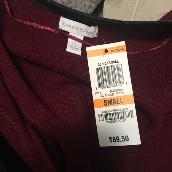 NWT $89 Charter Club Womens Cardigan Oversized black vegan trim - Picture 5 of 5